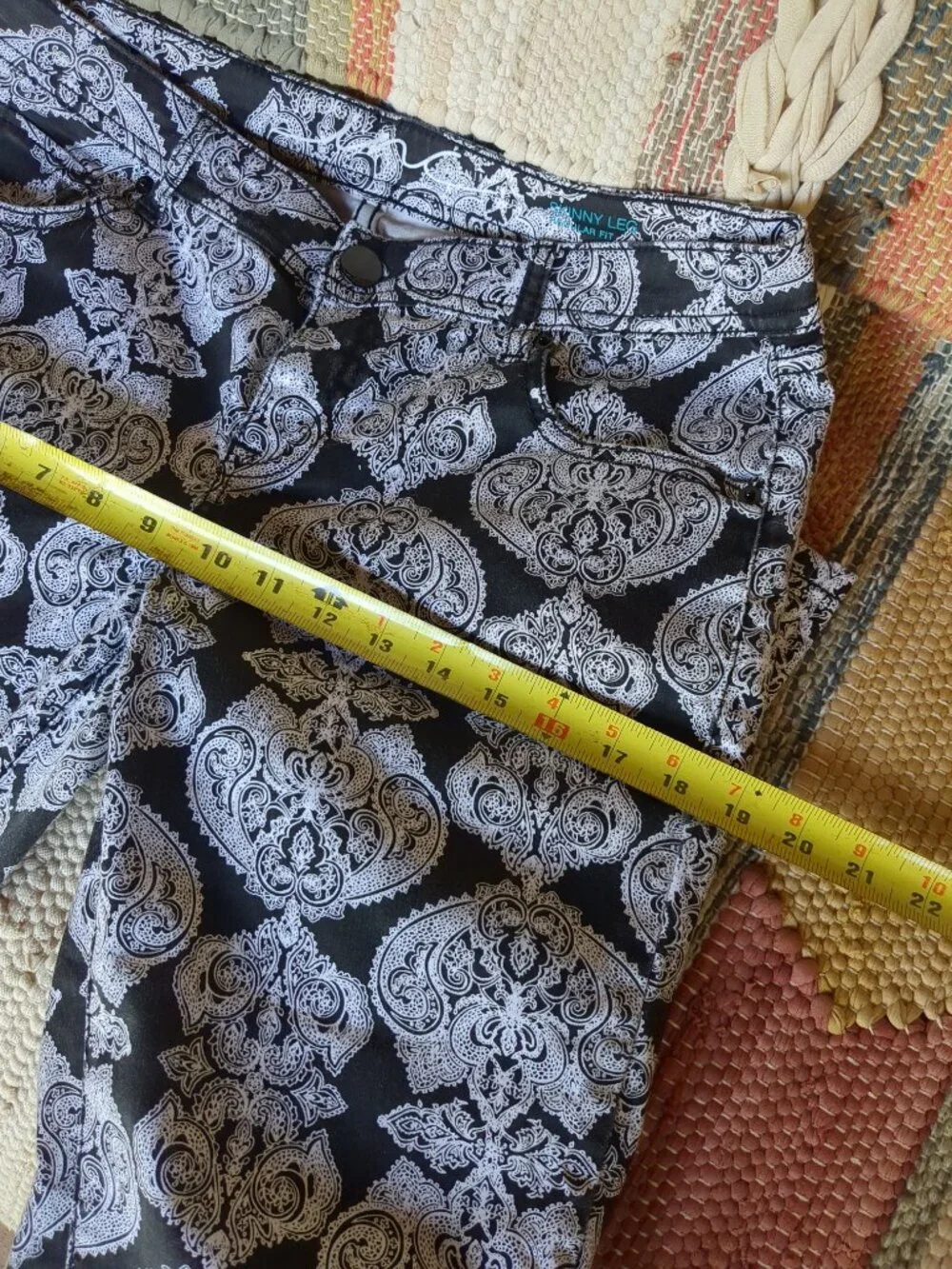 Black and White Cotton Blend Pants - Picture 8 of 14